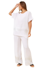 Load image into Gallery viewer, 	Cian wide-leg linen pants with sequin trim – summer resort wear