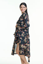 Load image into Gallery viewer, Arabella dressing gown robe in black print made in India
