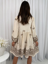 Load image into Gallery viewer, Willow Embroidered Dress - Beige/Chocolate