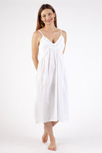 Load image into Gallery viewer, 	Cotton voile white slip nightie with lace trim hem and adjustable straps