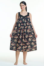 Load image into Gallery viewer, Lightweight black print sleeveless nightie with lace detail