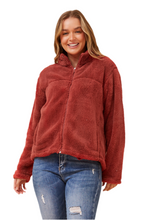 Load image into Gallery viewer, Faux Fur Teddy Jacket in Cherrywood - Caroline K Morgan