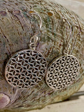 Load image into Gallery viewer, Sterling Silver Drop Earrings - Flower Of Life