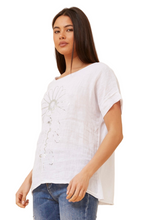 Load image into Gallery viewer, Foil Print Linen Top - White
