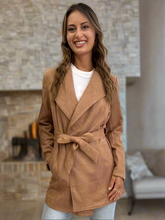 Load image into Gallery viewer, Suede Coat - Tan