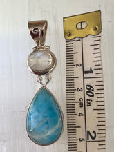 Load image into Gallery viewer, Sterling Silver Pendant - Larimar & Rainbow Moostone