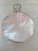 Load image into Gallery viewer, Two Sided Shell Disc Pendant - White And Pink Mother Of Peal
