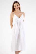 Load image into Gallery viewer, Arabella White Slip Nightie with lace bust detail and V neckline
