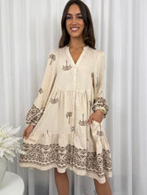Load image into Gallery viewer, Willow Embroidered Dress - Beige/Chocolate