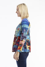 Load image into Gallery viewer, T-Shirt Contemporary Crew Long sleeves in Night Boats print by Orientique
