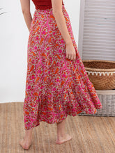 Load image into Gallery viewer, Yarrow silk blend wrap skirt with cascading frill detail – back view