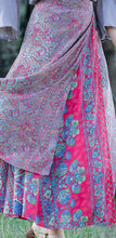 Load image into Gallery viewer, Close-up of silk blend fabric on reversible Holly wrap skirt