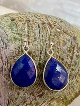Load image into Gallery viewer, Facet Teardrop Drop Earrings Lapis Lazuli – handcrafted sterling silver by Emma Wardle