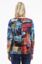 Load image into Gallery viewer, T-Shirt Contemporary Crew Long sleeves in Night Boats print by Orientique