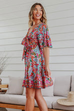 Load image into Gallery viewer, Simone Tie Dress - Pink Multi Print