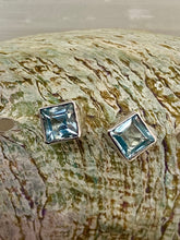 Load image into Gallery viewer, Handcrafted blue topaz stud earrings 5mm – artisan made in Bali