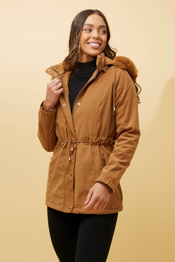 Gallery faux fur outlet hooded jacket