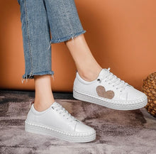 Load image into Gallery viewer, Embellished Heart Sneakers - Rose Gold Crystal
