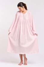 Load image into Gallery viewer, Arabella Gingham Print Long Sleeve Nightie – front view with frill neckline and buttons