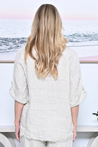 Sequin Linen Shirt - Sand