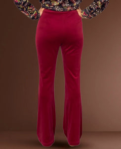 Marshmallow Velour Flare Pants - Bordeaux