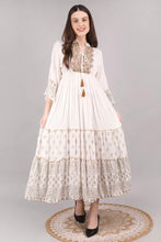 Load image into Gallery viewer, Embroidered Neck &amp; Trim Maxi Dress