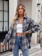 Load image into Gallery viewer, Cotton Flannel button-up Shacket - Blue