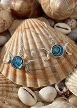 Load image into Gallery viewer, Triple Goddess Drop Earrings - Paua Shell