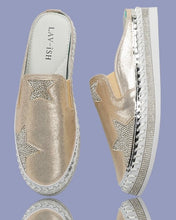 Load image into Gallery viewer, Satin Slides with Star - Gold