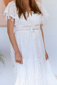 Short Sleeve Tassel Cotton Dress