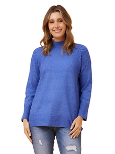 Faiza High Neck Knit Jumper - Cobalt Blue