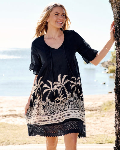 Hannah Boho Tunic - Mono Boarder Navy