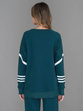 Load image into Gallery viewer, Robin | Women's Oversized 3S Stripe Sweatshirt – Cotton French Terry - Deep Teal