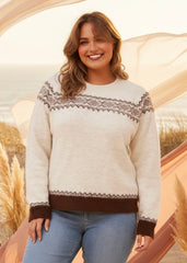 Nour Jacquard Knit Pullover - Oatmeal