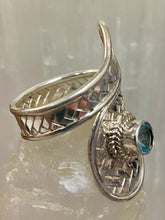 Load image into Gallery viewer, Snake Style Woven Sterling Silver Ring - Blue Topaz Facet
