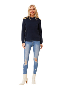 Knit pullover in navy by Caroline Morgan 