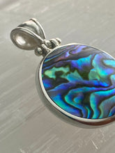 Load image into Gallery viewer, Small Two Sided Shell Disc Pendant - Paua And Pink Mother Of Peal