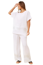 Load image into Gallery viewer, Cian Linen Sequin Pants - White