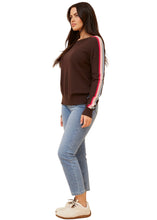 Load image into Gallery viewer, Striped Sleeve Knit Pullover - Chocolate
