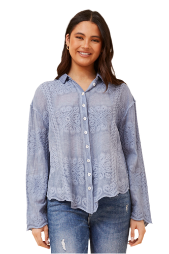 Dara Embroidered Shirt - Blue