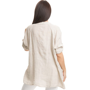 Italian Linen Top - Beige