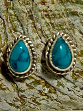 Turquoise Sterling Silver Tear Drop Earrings