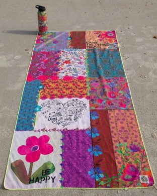 Yoga/Beach Towel Be Happy Patchwork