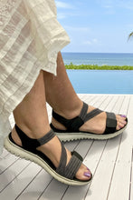 Load image into Gallery viewer, Flat Elastic Strap Sandals - Black