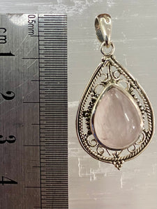 Rose Quartz Sterling Silver Pendant