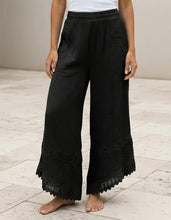 Load image into Gallery viewer, Wide Leg Pants With Lace Trim