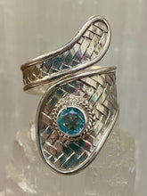 Load image into Gallery viewer, Snake Style Woven Sterling Silver Ring - Blue Topaz Facet