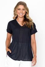Load image into Gallery viewer, Kayla Cotton Blouse - Navy