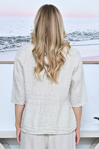 Front String Linen Top - Sand