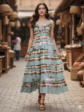 Load image into Gallery viewer, Tie Dye Frilled Neck Maxi Dress